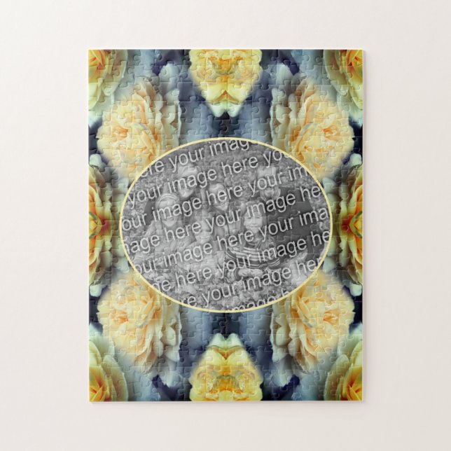 Yellow Rose Raindrops Frame Create Your Own Photo Jigsaw Puzzle (Vertical)