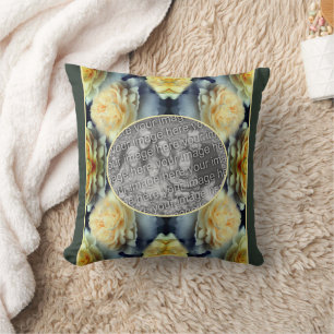 Yellow Rose Raindrops Frame Create Your Own Photo Throw Pillow