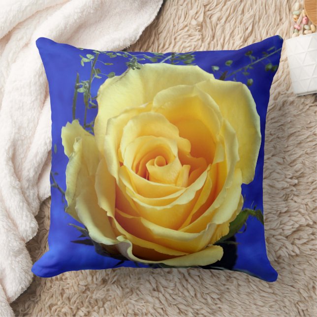 Yellow Rose Royal Bleu Arrière - plan Jeu oreiller (Couverture)
