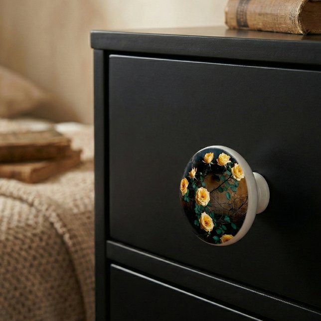 Yellow Rose Shabby Chic Floral Ceramic Knob (Creator Uploaded)