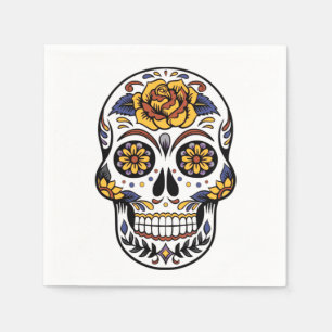 Yellow Rose Sugar Skull Napkin