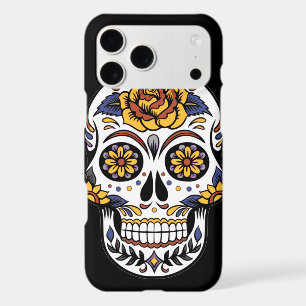 Yellow Rose Sugar Skull on Black