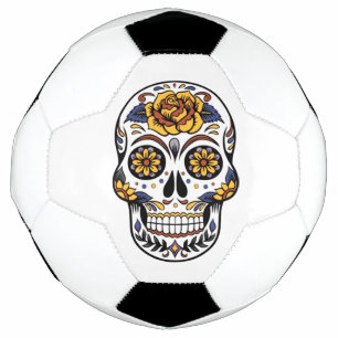 Yellow Rose Sugar Skull Soccer Ball