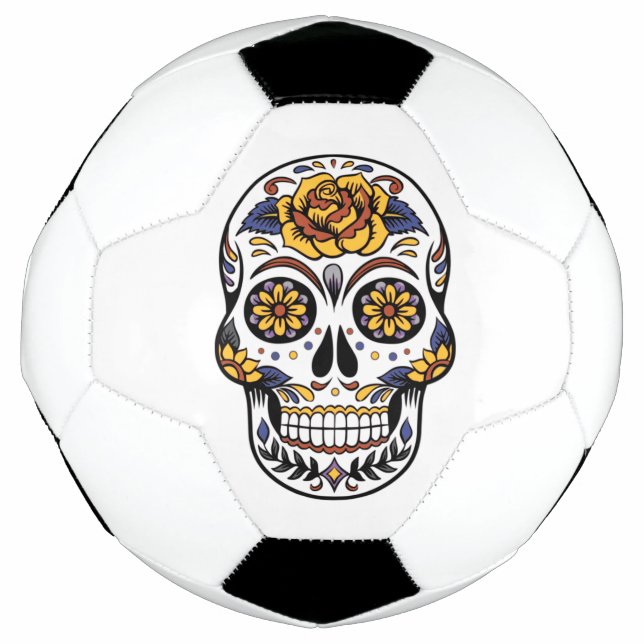 Yellow Rose Sugar Skull Soccer Ball (Front)
