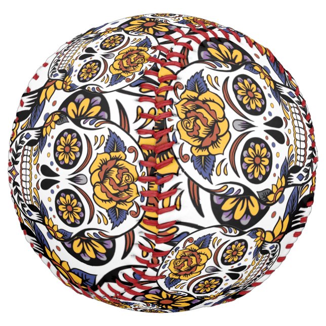 Yellow Rose Sugar Skull Softball (Angled)