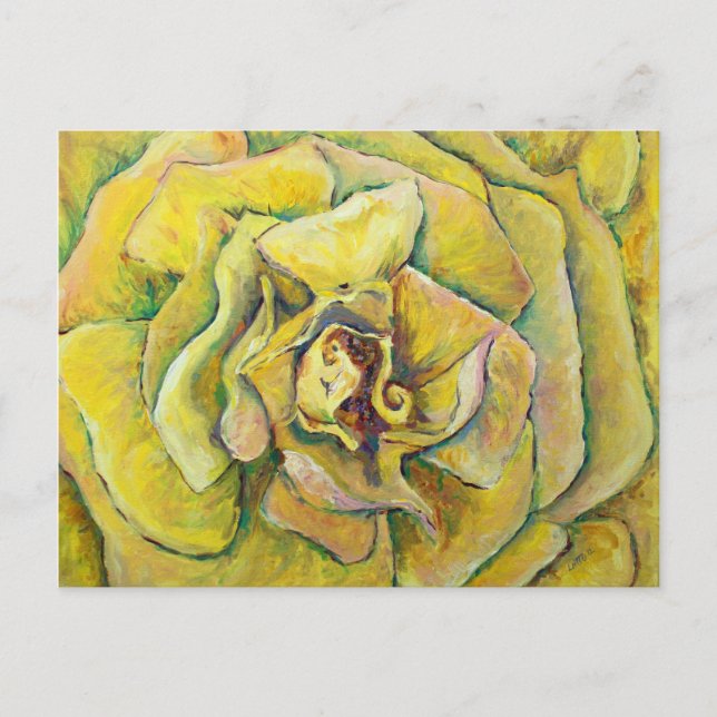 Yellow Rose Swirl Art Postcards (Front)