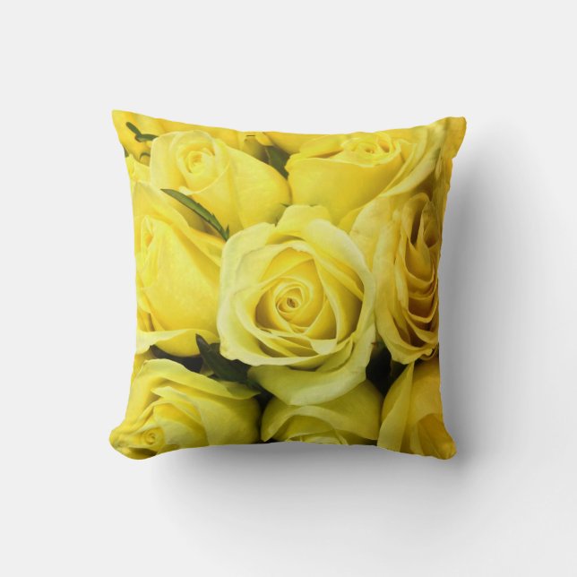 Yellow Rose Throw Pillow (Front)