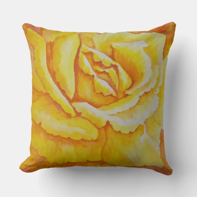 Yellow Rose Throw Pillow (Front)