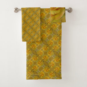 Yellow Rose Towel Sets Personalized Rose Towels
