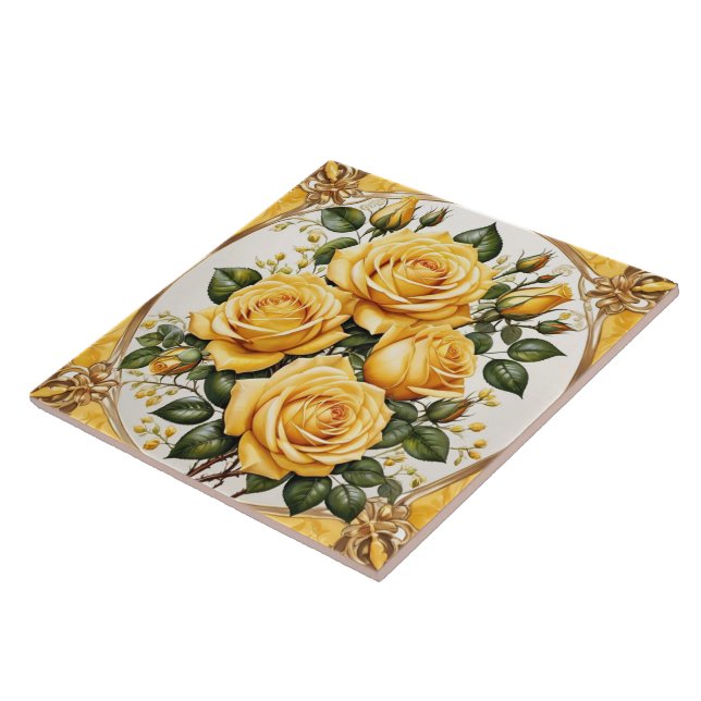 Yellow Rose Trendy Beautiful Collection Tile (Side)