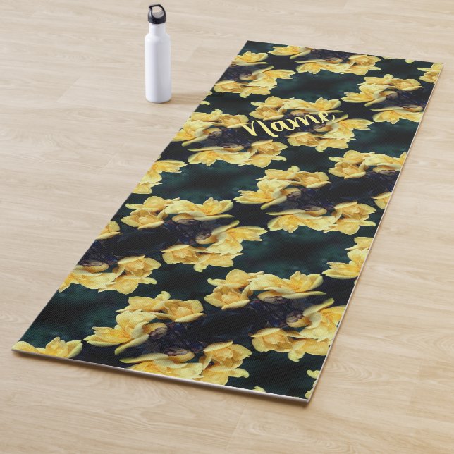 Yellow Rose Trio Abstract Pattern Personalized  Yoga Mat (In Situ)