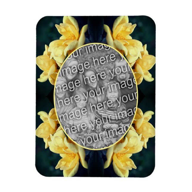 Yellow Rose Trio Frame Create Your Own Photo Magnet (Vertical)