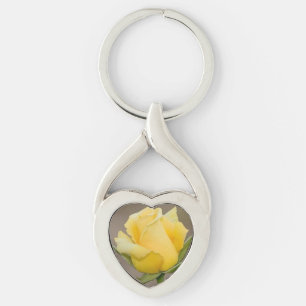 Yellow Rose Twisted Heart Key Chain