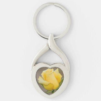 Yellow Rose Twisted Heart Key Chain