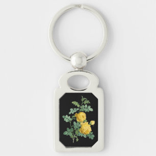 Yellow Rose vintage botanical illustration Keychain