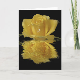 Yellow rose water reflection blank note card
