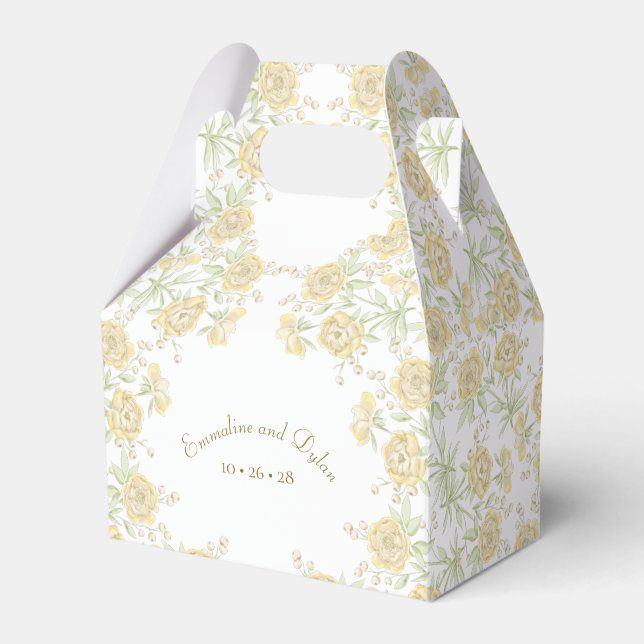 Yellow Rose Wedding Favor Box (Front Side)