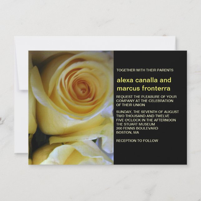 Yellow Rose Wedding Invitation (Front)