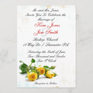 Yellow rose wedding invitations