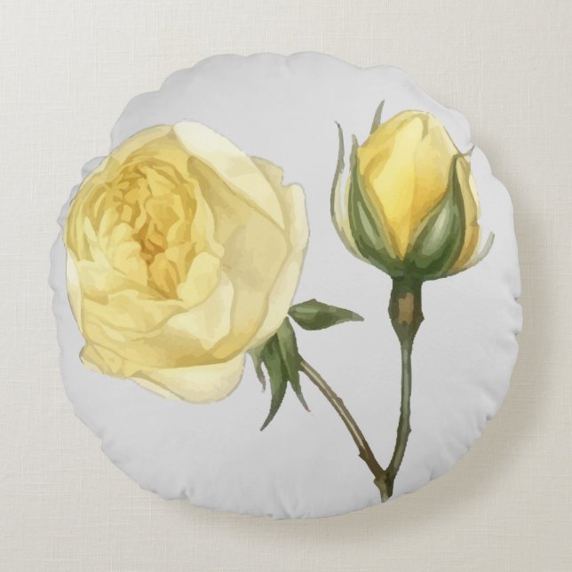 "Yellow Rose with Bud" throw pillow (Front)