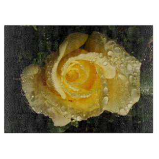 Yellow Rose with dew Cutting Board