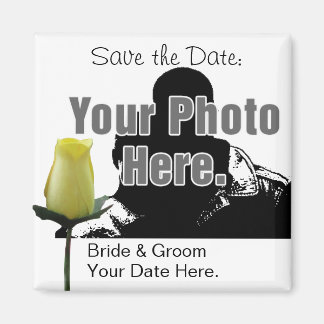 Yellow Rose with Your Photo Save the Date Magnet