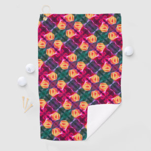 Yellow Rosebud Abstract Flower Art Painting Golf Towel