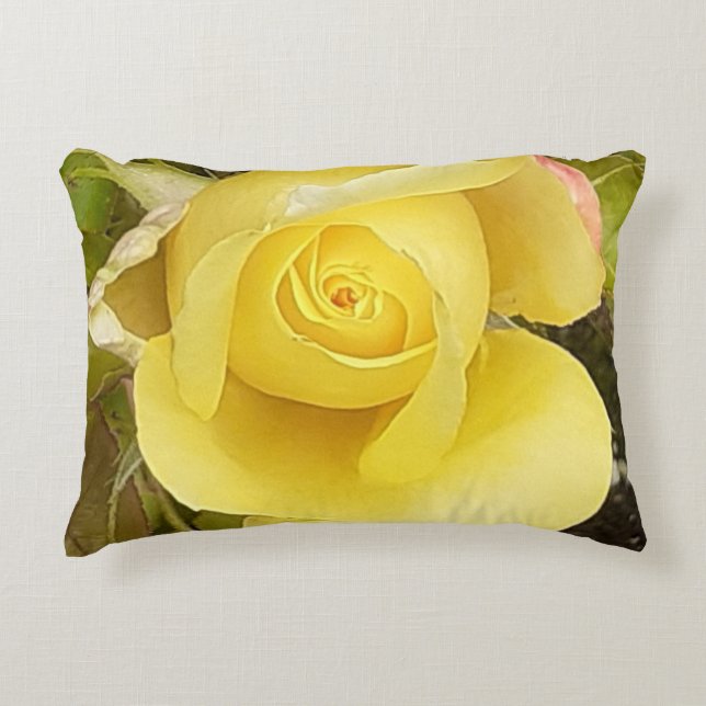 Yellow Rosebud Accent Cushion (Front)
