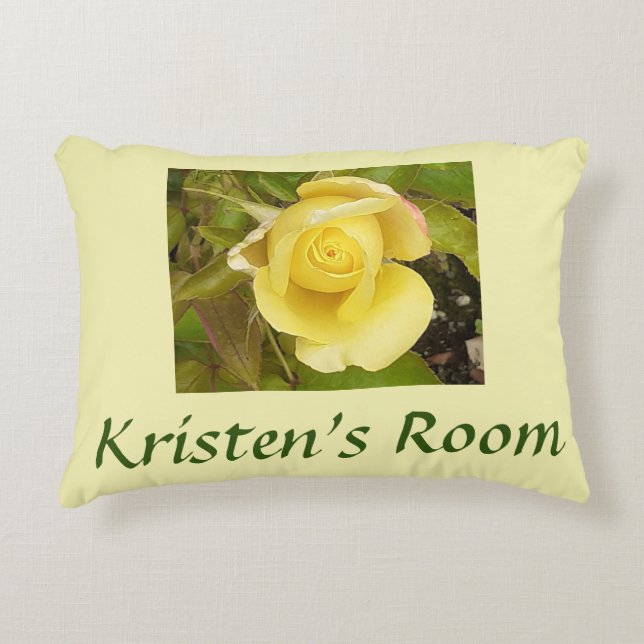 Yellow Rosebud Accent Pillow (Front)