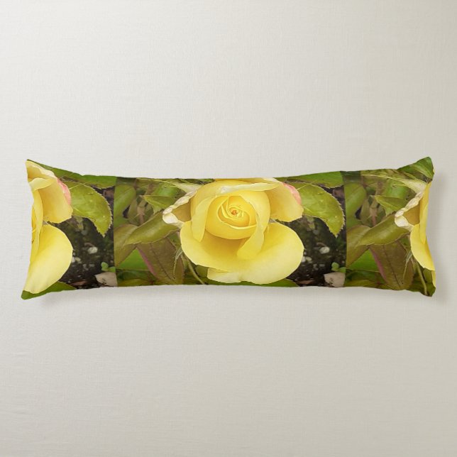 Yellow Rosebud  Body Pillow (Front)