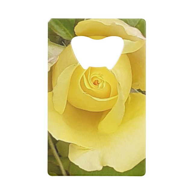  Yellow Rosebud Bottle Opener Credit Card Bottle Opener (Front)