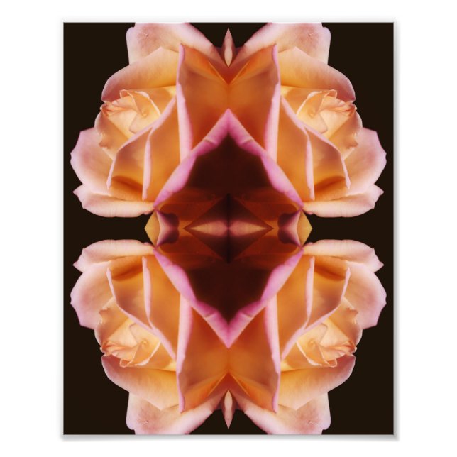 Yellow Rosebud Flower Mirrored Art Tinted 8x10 Photo Print (Front)