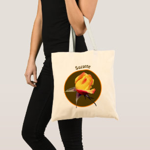 Yellow Rosebud Flower Personalized Tote Bag