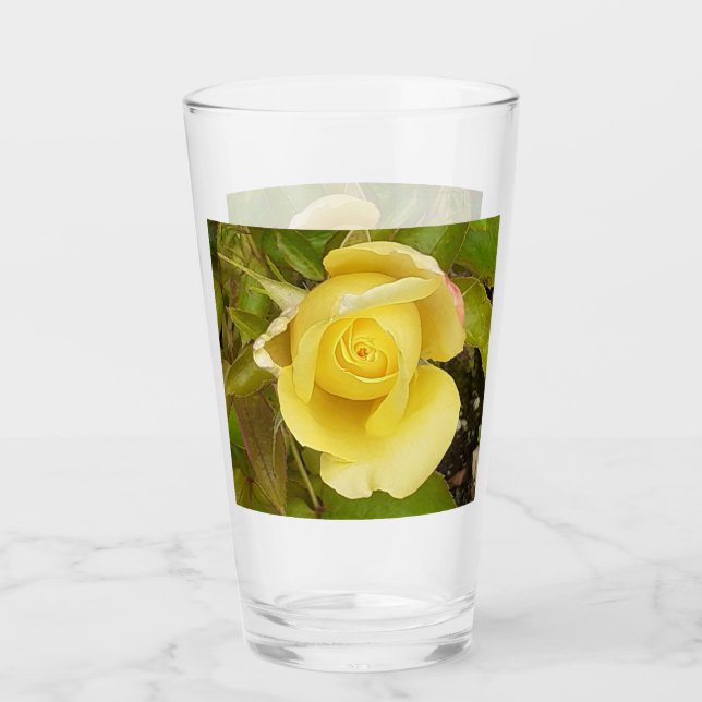 Yellow Rosebud  Glass (Front)