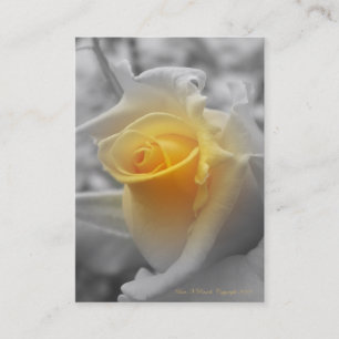 Yellow Rosebud Grayscaled Business Card