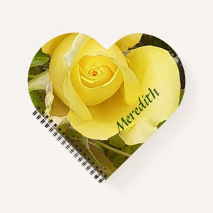 Yellow Rosebud Heart Notebook
