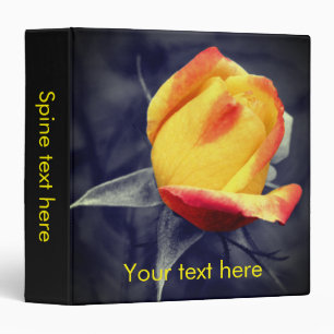 Yellow Rosebud Partial Colour Personalized Binder