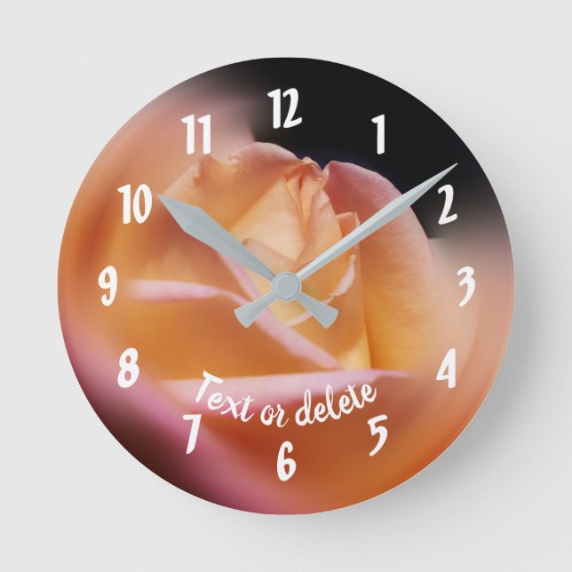 Yellow Rosebud Personalized Round Clock (Front)