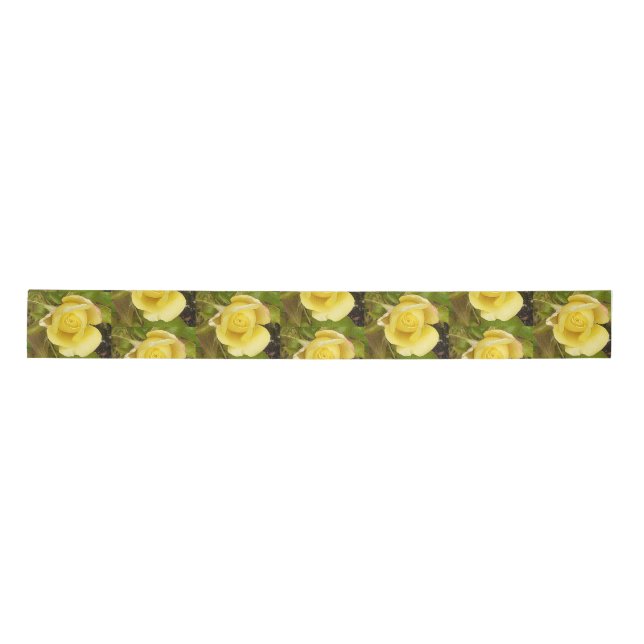 Yellow Rosebud Satin Ribbon (Front)