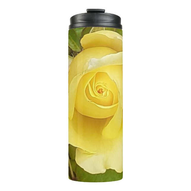Yellow Rosebud Thermal Tumbler (Front)