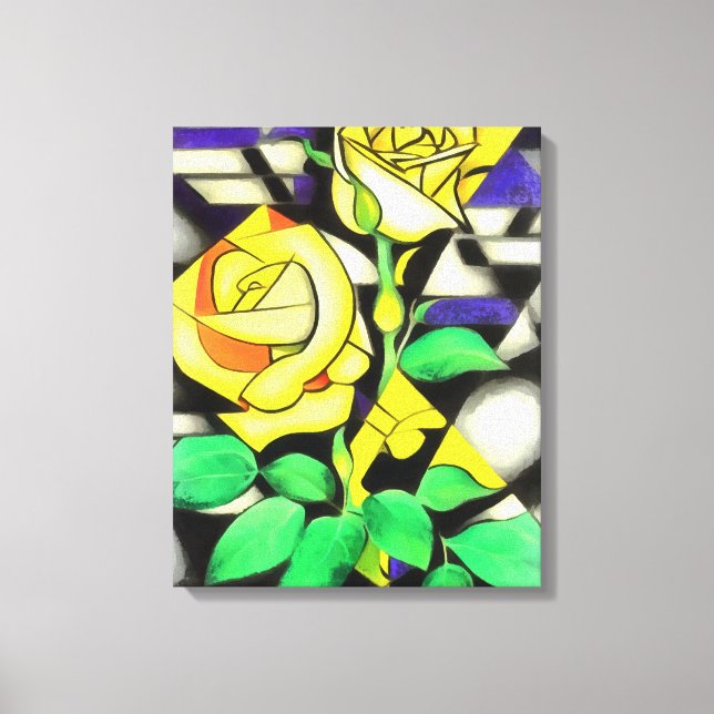 Yellow Roses Abstract Geometric Art Canvas Print (Front)