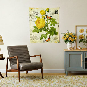 Yellow roses and butterfly tapestry