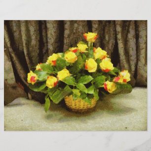 Yellow roses basket painting flyer