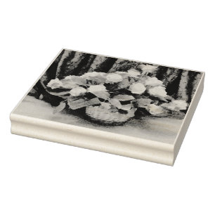 Yellow roses basket painting rubber stamp