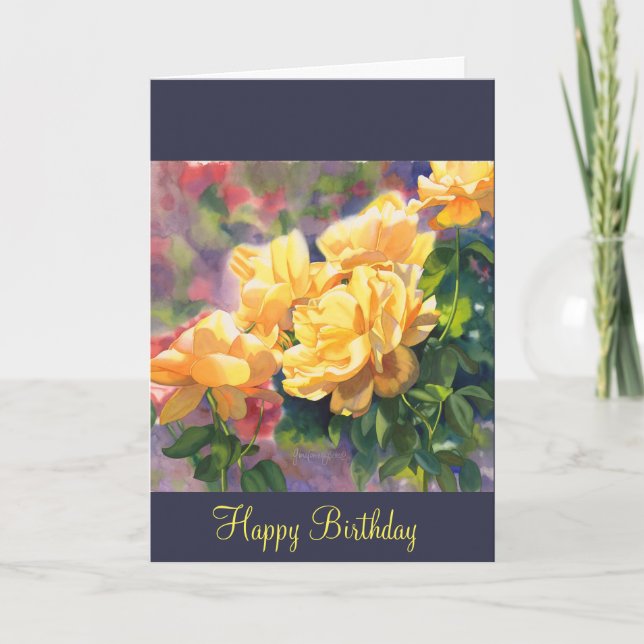 Yellow Roses Birthday Card (Front)