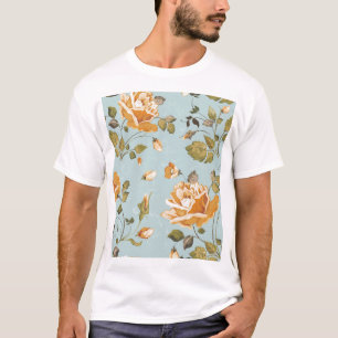 Yellow Roses Blue Background Wallpaper T-Shirt