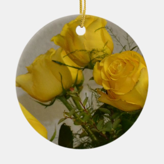 Yellow Roses Ceramic Ornament (Front)