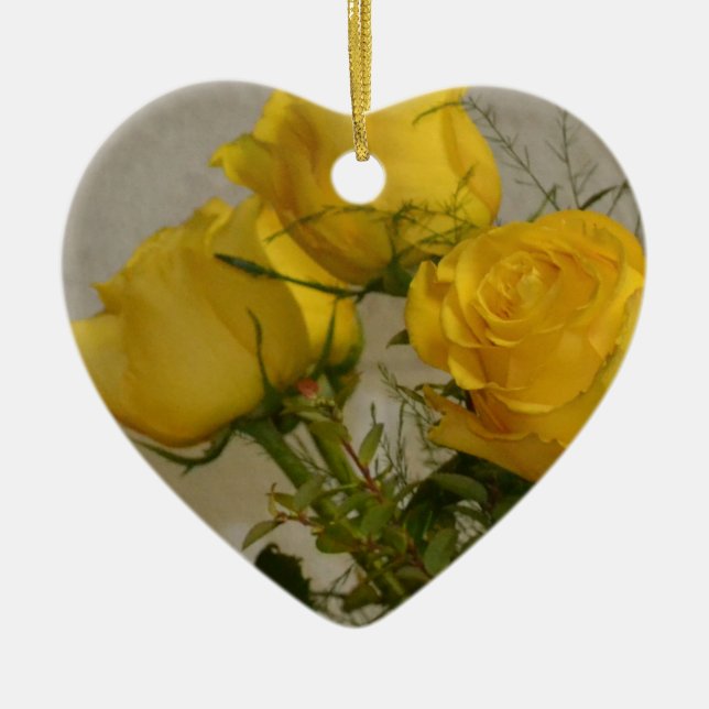 Yellow Roses Ceramic Ornament (Front)
