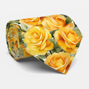 Yellow Roses Classic Formal Floral Neck Tie