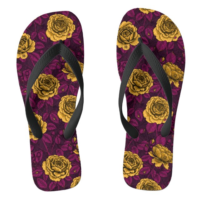 Yellow roses flip flops (Footbed)